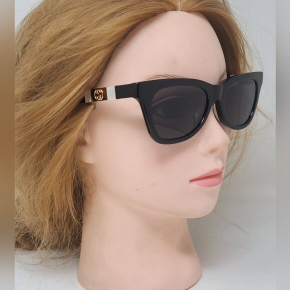 Gucci Sunglasses Cat Eye Mother of Pearl Black Gray GG0598S 001 53-18-145 - Picture 5 of 16